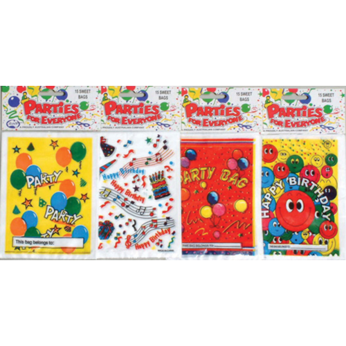 Alpen Party Bags, Loot Bag 15 Per Pack - Assorted Designs