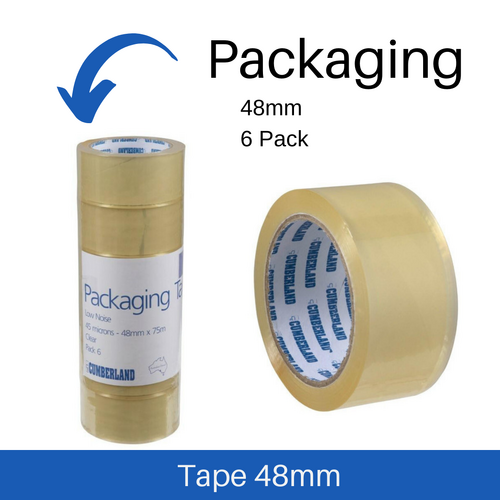 CUMBERLAND Packaging Tape Low Noise Clear 48mmx75 m 7215 - Pack 6