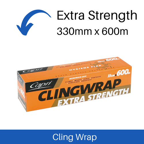 Capri Cling Wrap Wrapping Plastic 330mm x 600m - 10.5 Micron