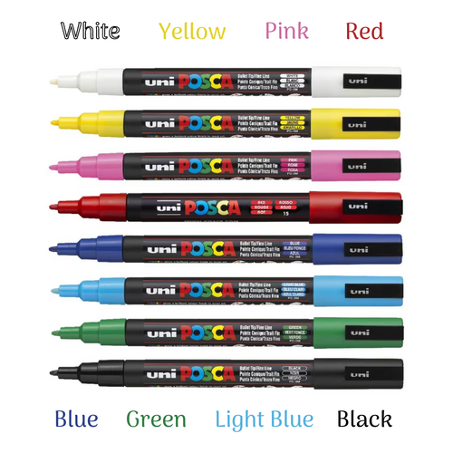 UNI Paint Marker Posca Pen Bullet Tip PC3M 8 Pack - Assorted Colours