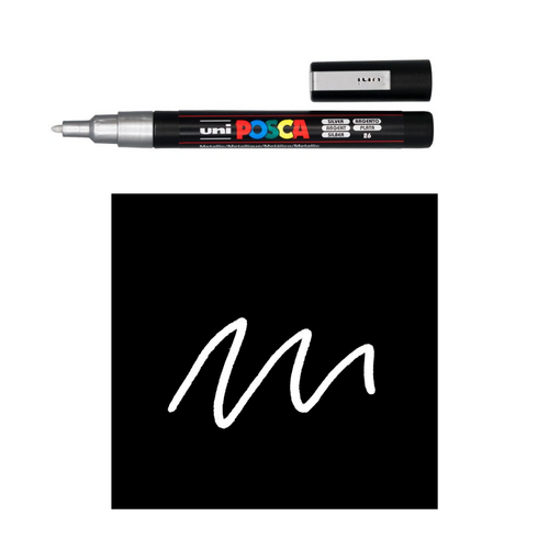 UNI Paint Marker Posca Pen Bullet Tip PC3M - Silver