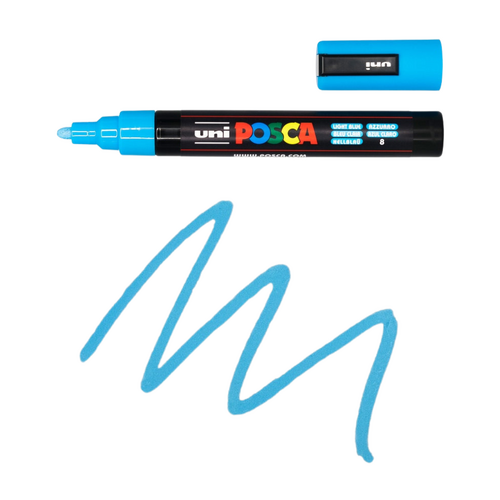UNI Paint Marker Posca Pen Medium Bullet Tip PC5M 2.5mm - Light Blue