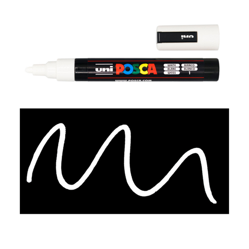 UNI Paint Marker Posca Pen Medium Bullet Tip PC5M 2.5mm - White