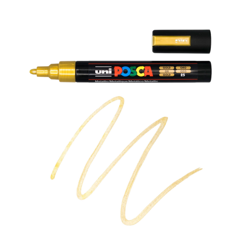 UNI Paint Marker Posca Pen Medium Bullet Tip PC5M 2.5mm - Gold