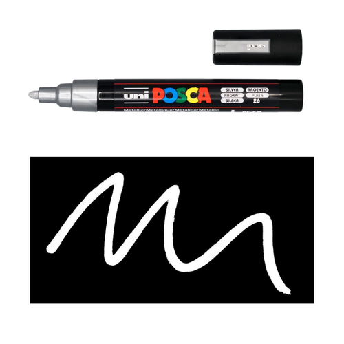 UNI Paint Marker Posca Pen Medium Bullet Tip PC5M 2.5mm - Silver