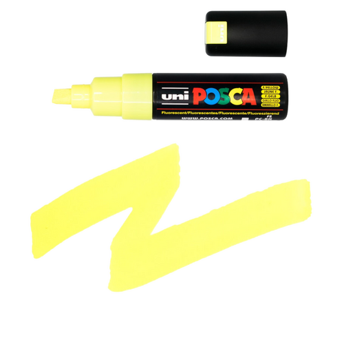 UNI Paint Marker Posca Pen Chisel Tip PC8KF - Fluoro Yellow