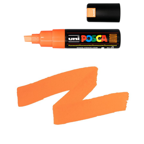 UNI Paint Marker Posca Pen Chisel Tip PC8KF - Fluoro Orange