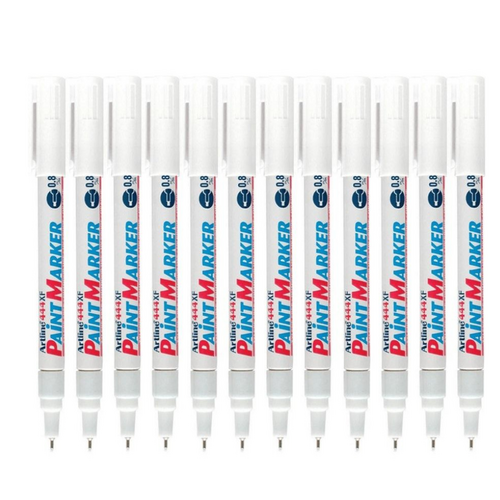 12 x Artline 444XF Marker Extra Fine Bullet Tip 0.8mm 144433 - White