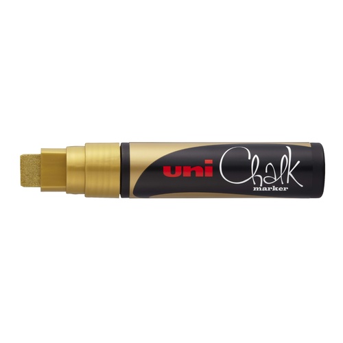 Uni Liquid Chalk Marker Broad Chisel Tip 15mm For Glass, Windows, or Blackboards - Gold