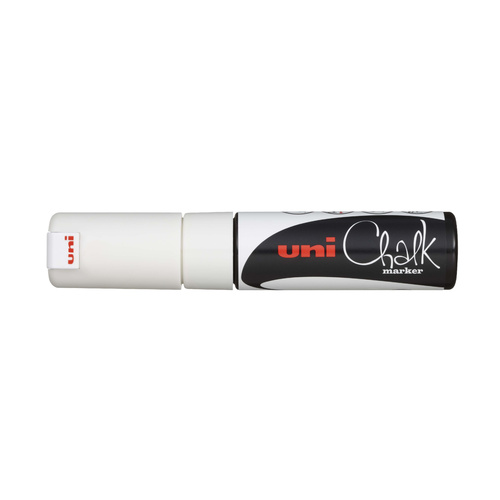 Uni Chalk Marker Chisel Tip 8mm - White