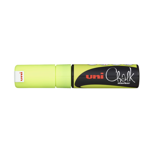 Uni Chalk Marker Chisel Tip 8mm Fluoro - Yellow