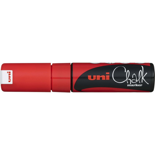 Uni Liquid Chalk Marker Chisel Tip 8mm PWE-8M - Red