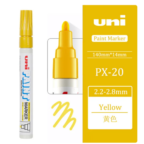Uni-Ball uni Paint Marker Bullet Tip Medium Point Px20 Line Width 2.2-2.8mm YELLOW  - 12 Pack