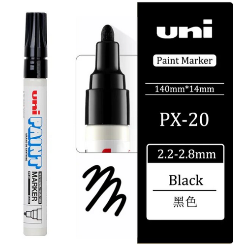 Uni-Ball uni Paint Marker Bullet Tip Medium Point Px20 Line Width 2.2-2.8mm BLACK - 12 Pack