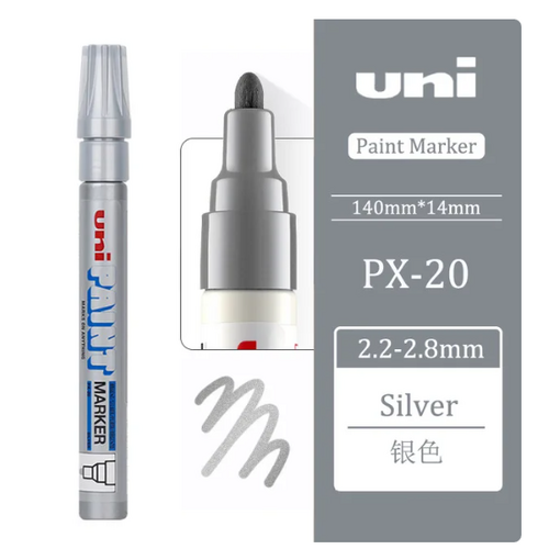 Uni-Ball uni Paint Marker Bullet Tip Medium Point Px20 Line Width 2.2-2.8mm SILVER  - 12 Pack