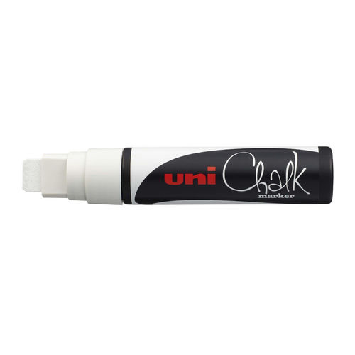 Uni Chalk Marker Broad Chisel Tip 15mm - White