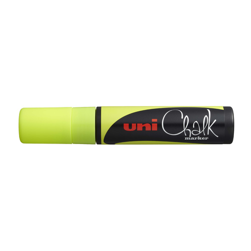 Uni Chalk Marker Broad Chisel Tip 15mm - Fluoro Yellow