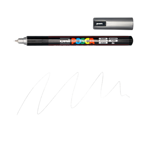 UNI Paint Marker Posca Pen Needle Point Tip PC1MRS - Silver