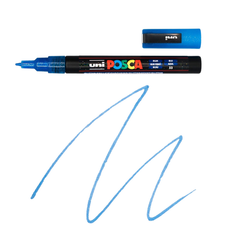 UNI Paint Marker Posca Pen Bullet Tip PC3M - Glitter Blue