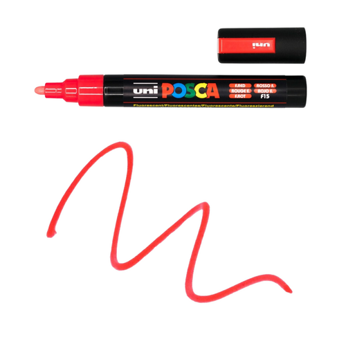 UNI Paint Marker Posca Pen Bullet Tip PC5M - Fluoro Red