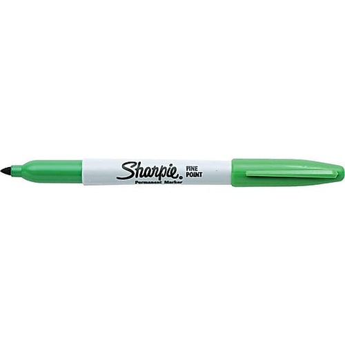 Sharpie Permanent Marker FINE Point 1.0mm Green - 12 Pack