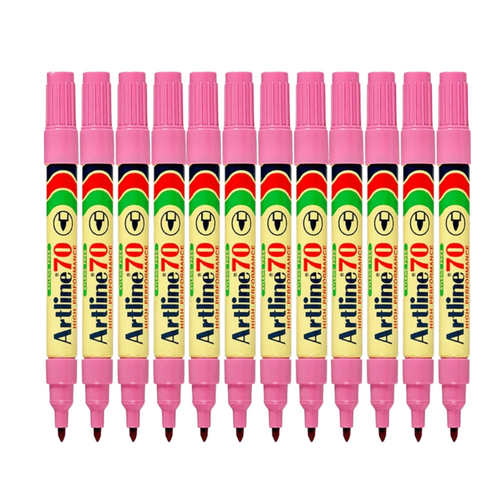 Artline 70 Permanent Marker 1.5mm Bullet Nib Pink - 12 Pack 107009