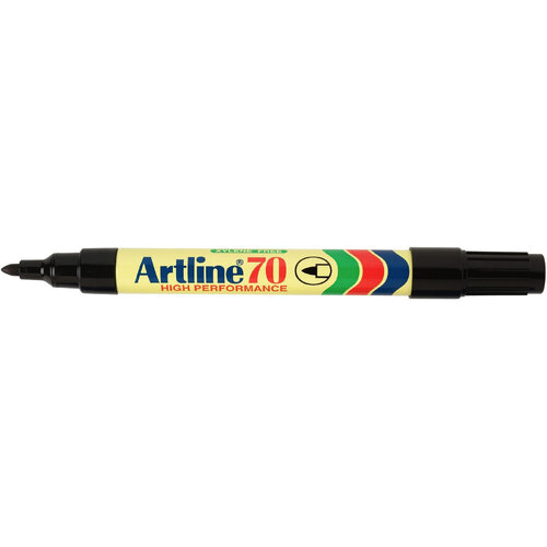 Artline 70 Permanent Marker 1.5mm Bullet Nib Black - 12 Pack