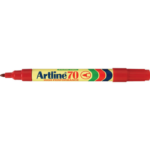 Artline 70 Permanent Marker 1.5mm Bullet Nib Red - 12 Pack