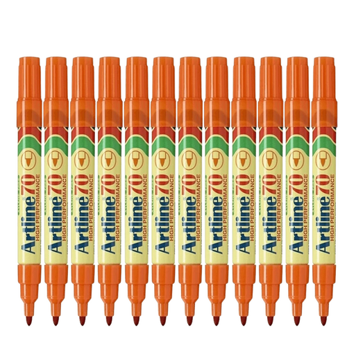 Artline 70 Permanent Marker 1.5mm Bullet Nib Orange - 12 Pack 107005