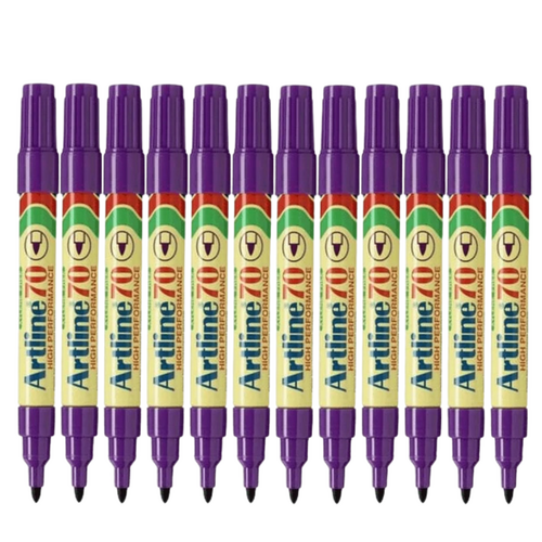 Artline 70 Permanent Marker 1.5mm Bullet Nib Purple - 12 Pack 107006