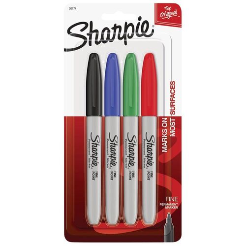 Sharpie Fine Permanent Markers Assorted - 4 Pack