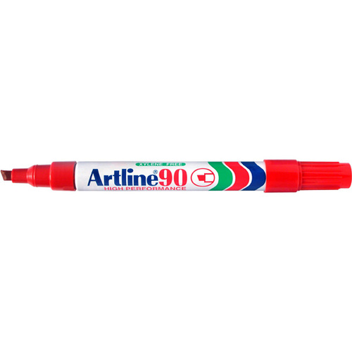 Artline 90 Permanent Marker 5mm Chisel Tip RED 109002 - 12 Pack