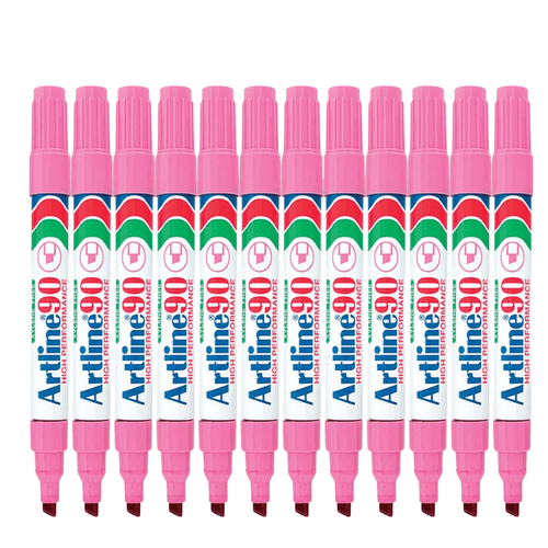 Artline 90 Permanent Marker 5mm Chisel Nib PINK 109009 - 12 Pack 