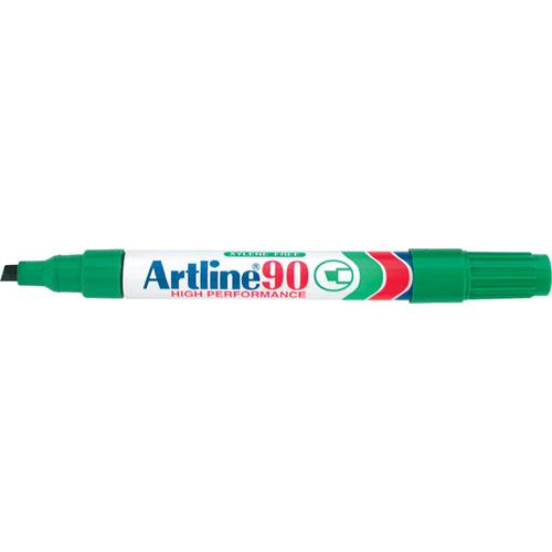 Artline 90 Permanent Marker 5mm Chisel Nib GREEN 109004 - 12 Pack