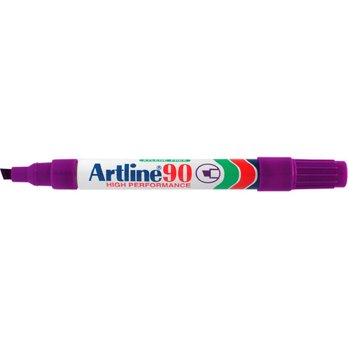 Artline 90 Permanent Marker 5mm Chisel Nib PURPLE 109006 - 12 Pack