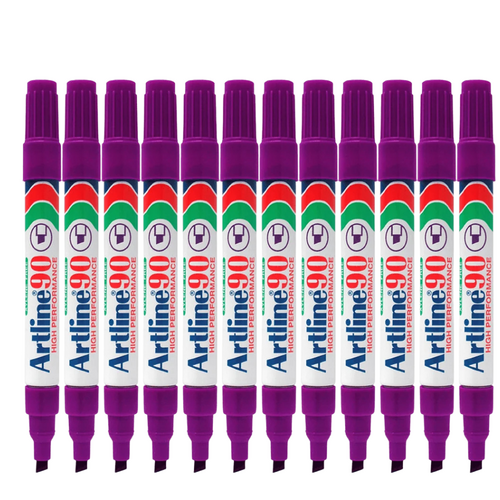 Artline 90 Permanent Marker 5mm Chisel Nib PURPLE 109006 - 12 Pack