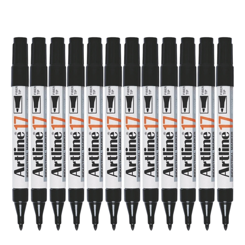 Artline 17 Industrial Permanent Marker 1.5mm Bullet Nib Black - 12 Pack 117001