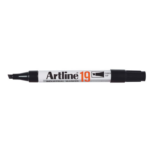 Artline 19 Industrial Permanent Marker 5mm Chisel Nib Black - 12 Pack