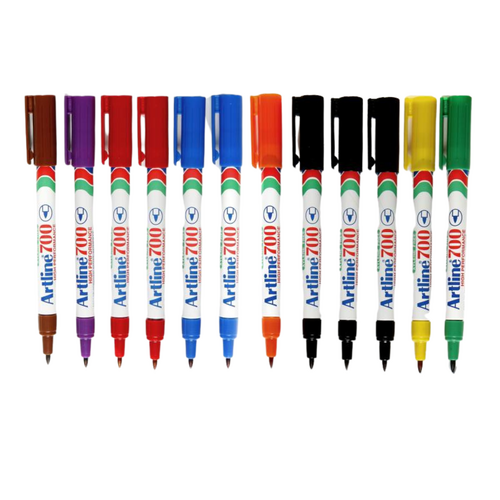 Artline 700 Fine Permanent Marker 0.7mm Assorted Colours 170041 - 12 Pack 
