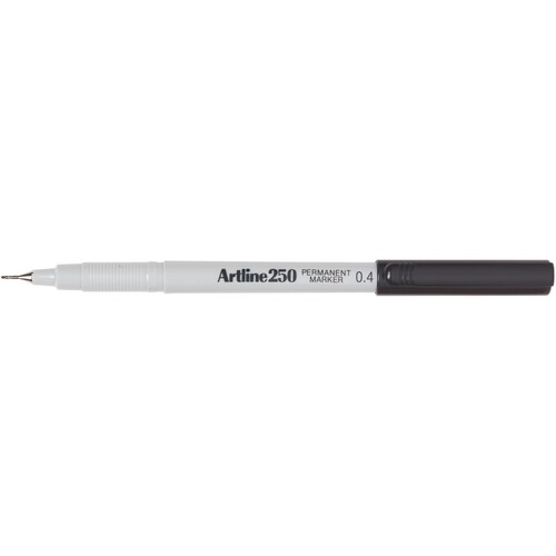 Artline 250 Permanent Marker 0.4mm Tip Black - 12 Pack