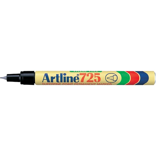 Artline 725 BLACK Permanent Marker Super Fine Point 0.4mm 172501 - 12 Pack