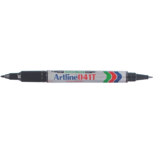 Artline 041T Permanent Marker Twin Tip Black - 12 Pack