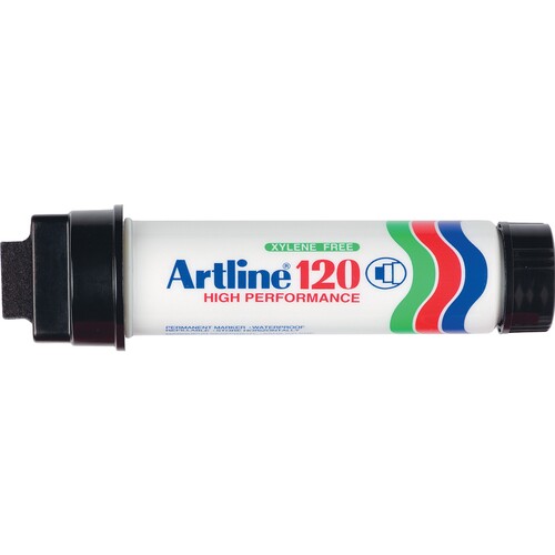Artline 120 Wedge Nib Permanent Marker 20mm Black - 6 Pack