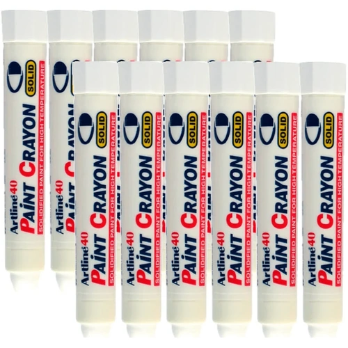 Artline 40 Permanent Paint Crayon WHITE 104033 - 12 Pack