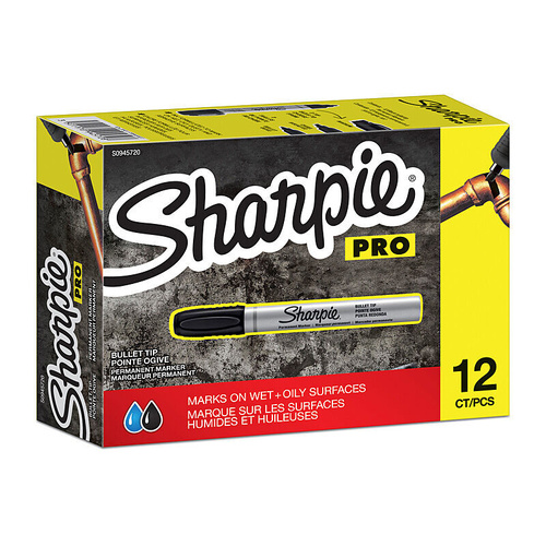 Sharpie Pro Metal Barrel Permanent Marker Bullet Tip 1.5mm Black S0945720 - 12 Pack 