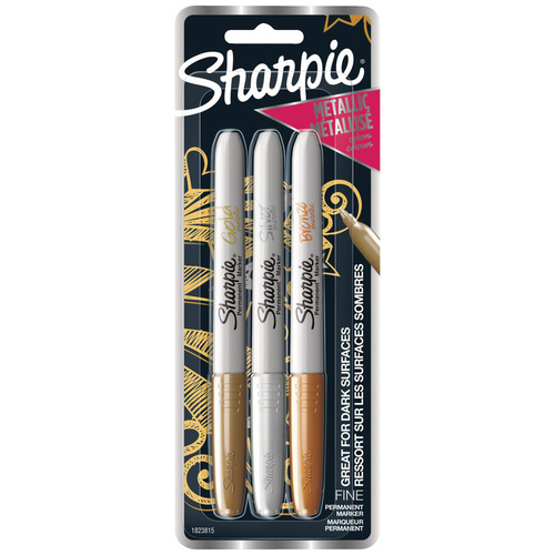 Sharpie Metallic Fine Point Markers Assorted Colours - Set of 3