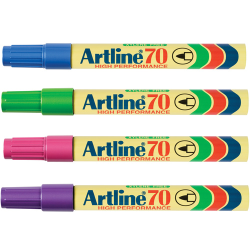 Artline 70 Permanent Marker 1.5mm Bullet Nib Brights Assorted - Pack 12