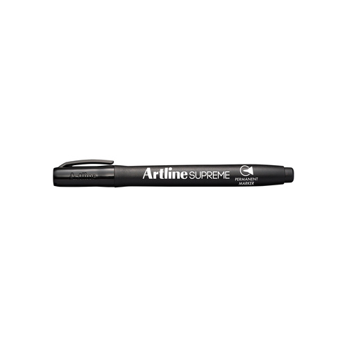 Artline Supreme Permanent Markers Pen Bullet Tip 1mm BLACK 107101 - 12 Pack