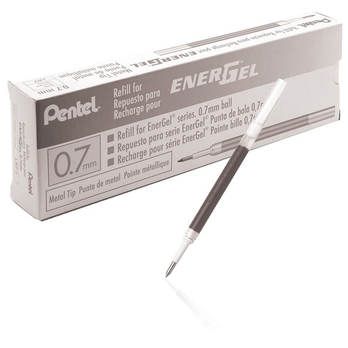 Pentel EnerGel Pen Refill 0.7mm For BL417 BL107 BL77 LR7C BLACK - 12 Pack