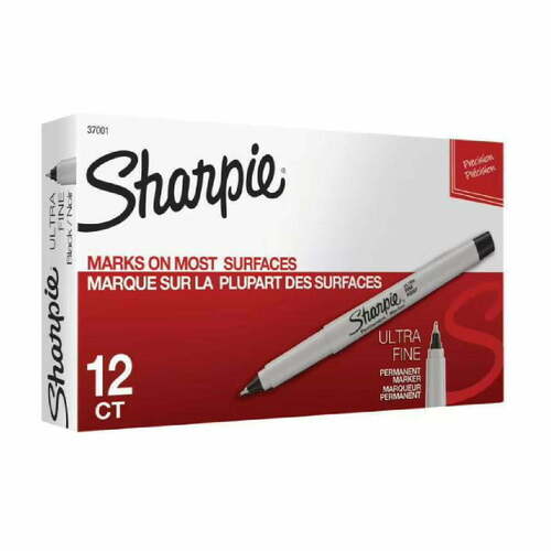 Sharpie Ultra Fine Permanent Marker Bullet Point 0.3mm Black- 12 Pack